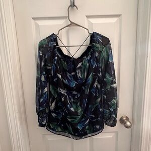 White House Black Market Blue and Green Blouse